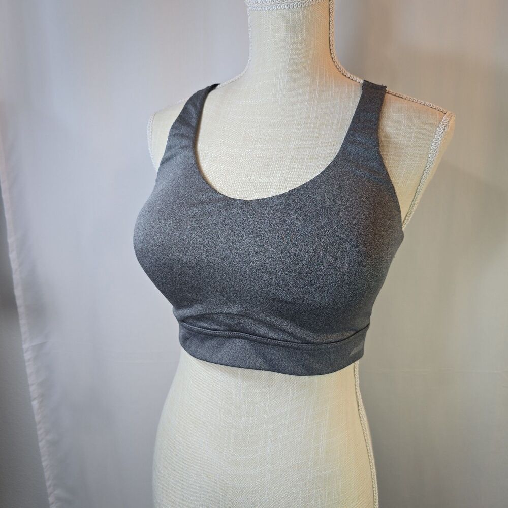 Avia Padded Sports Bra Dark Heather Gray Plus Size 40C Racerback with Hook & Eye
